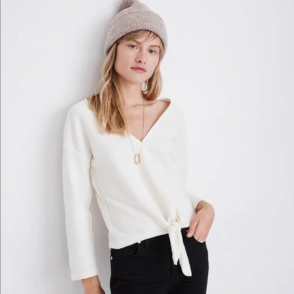 NWT Madewell Texture&Thread Long Sleeve Tie Front